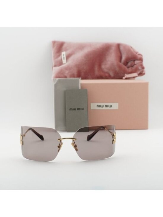 Miu Miu MU54YS 5AK06I Geometric Sunglasses - Gold/Light Purple Brown main image 5